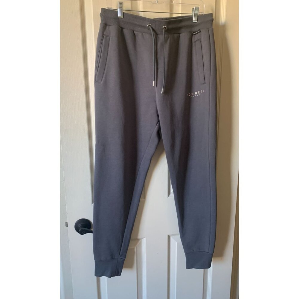 Sonneti London Mens Gray Joggers With Drawstring Waistband & Ribbed Cuffs - Comf